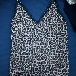 Leopard Print Lace Trim Cami
